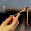 かんざし おしゃれ 髪飾り ヘア アクセサリー レディース 簪 ローズレッド タッセル ヘアピン 中華風 レトロ 大人式 お祭り 漢服 ヘアピン