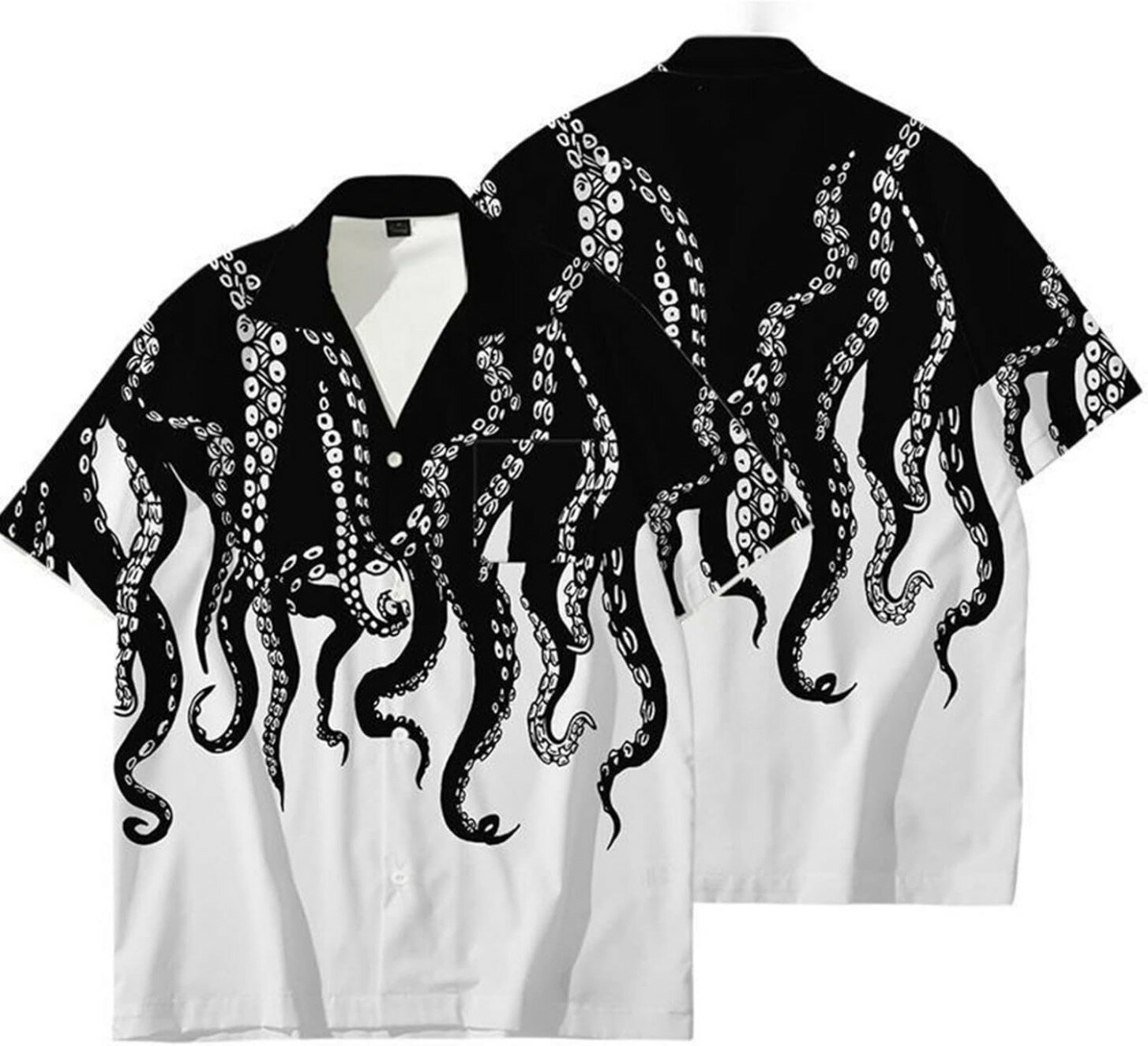 アロハシャツ たこ柄 3Dプリント タコ 章魚 カジュアル メンズ 半袖 トップス 開襟シャツ キューバシャ..