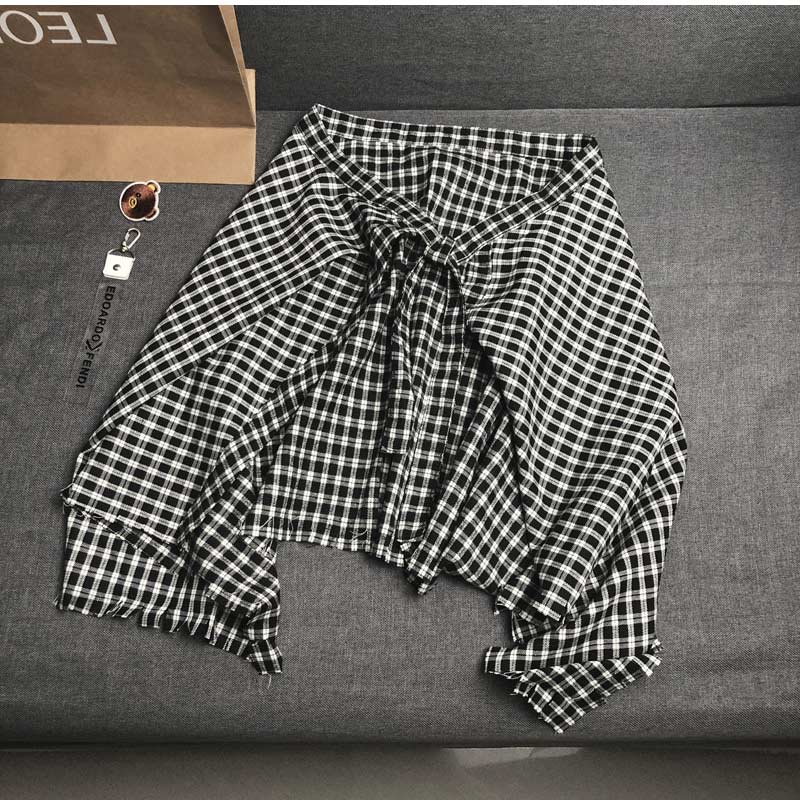 付け裾 つけ裾 重ね着風 腰回り チェック柄 クラッシュ加工 メンズ 男女兼用 レディース レイヤード カッコイイ ヒップポップ 大きいサイズ ダンス衣装 送料無料