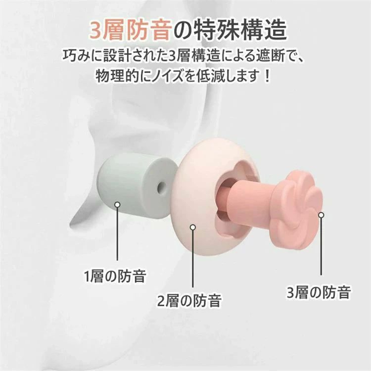 めざまし 耳鳴り防止 高性能 就寝 快眠 安眠 防音 遮音 聴覚過敏 騒音対策 40-60dB みみせん 耳せん イヤープラグ 睡眠 耳栓