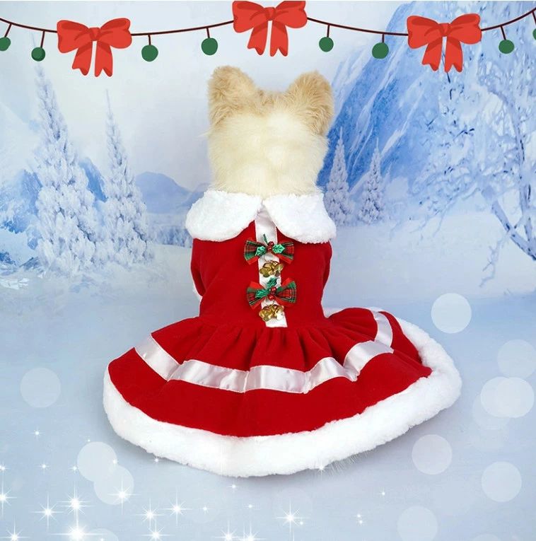 ドッグウェア 猫服 犬服 リボン コスプレ ワンピース 猫用 犬用 サンタさんに変身 ペット服 クリスマス 送料無料