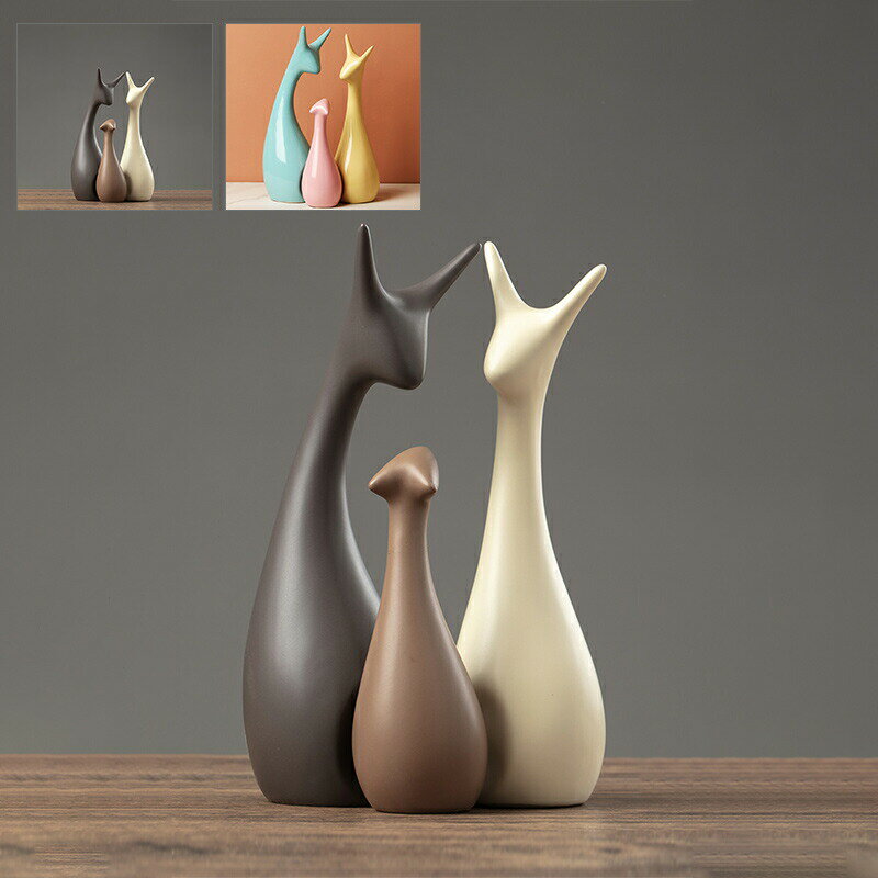 置物 シックな仲良し鹿ファミリー 3体セット 御結婚御祝 引き出物 御祝 贈り物 送料無料