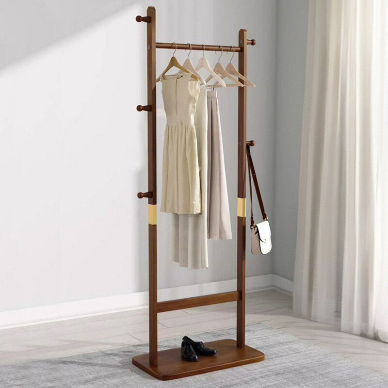 無垢材の木製のハンガー、床に服の帽子のハンガー、寝室の簡易家庭用ハンガー、スタンド式ハンガー、ネ..