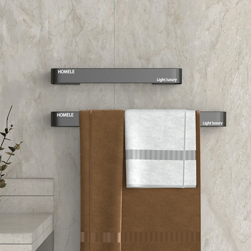 穴なしタオルハンガートイレ浴室壁掛けトイレスペースアルミワンバータオルケットフック付き物置ハンガー
