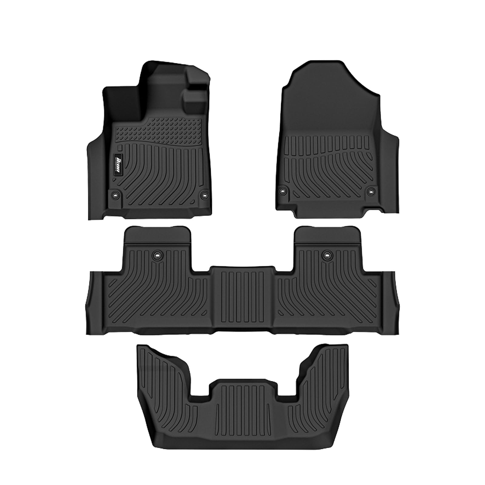 2022-2024 Acura MDXフロアマットと互換性があり、ブラック 3D成形カーカーペットライナー 1番目2列目3列 フロントリア保護 4個セット TPE サーモプラスチックエラストマー 全天候プロテクター