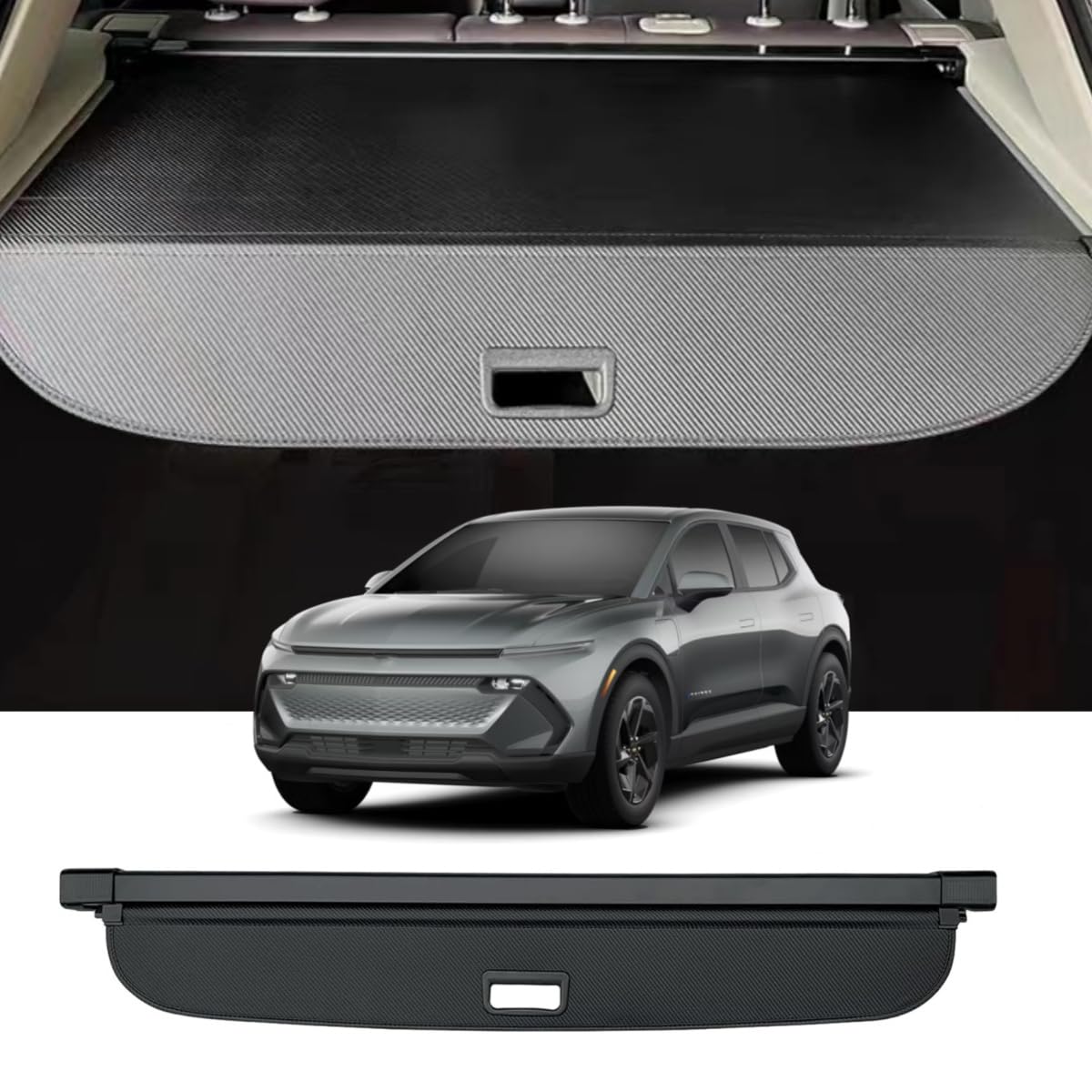 楽天いいものばかり格納式カーゴカバー シボレー・エクイノックス EV 2024 2025 リアプライバシースクリーンカーストレージトランクセキュリティシェードプロテクター 盗難防止シールド（カーボンファイバースタイル）