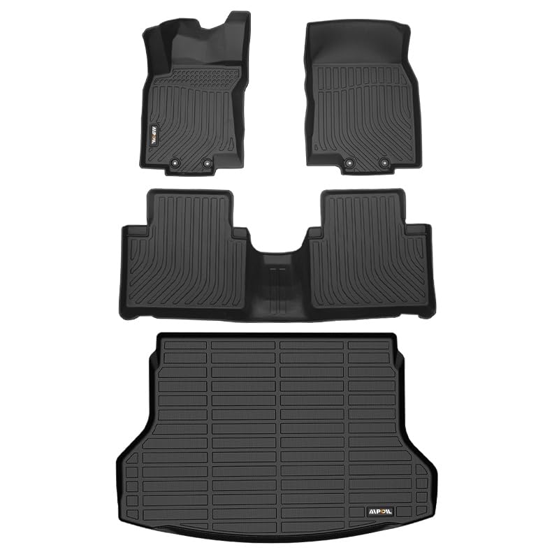 AIPOIL® フロアマット & カーゴライナー 日産ローグ2014-2020用 (ローグスポーツモデルには適合しません) | TPE 全天候保護 滑り止め 自動車フロアライナー | フルセット カスタム カーマットアクセサリー ブラック