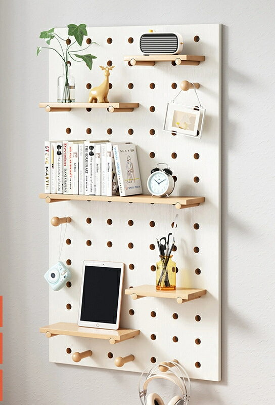 無垢材ホールボードコーヒー工具収納壁ラックネットレッドアクセサリー展示ラックコーヒーコーナー可です