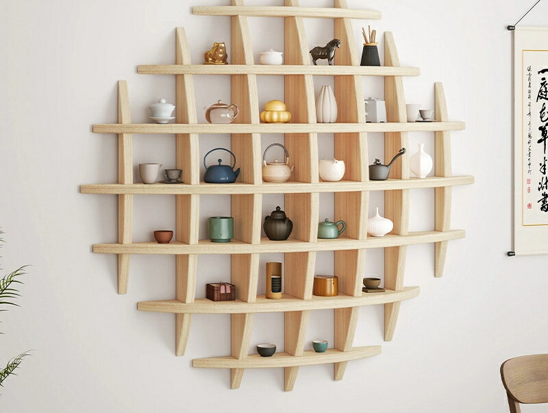 花棚棚ベランダ花棚応接間掛壁博古無垢材中国カップ棚壁面装飾雰囲気配置します