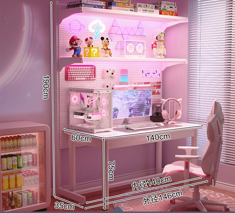 女性の寝室家庭用デスクトップpcデスクホールボードeスポーツデスクシンプルな作り台白いテーブルセッ..