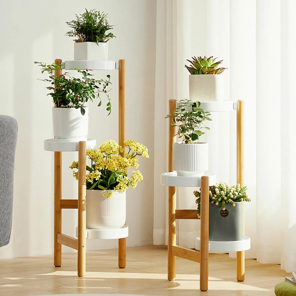 フラワースタンド 室内 おしゃれ 3段 回転 花台 白 花棚 フラワーラック 棚 ラック 観葉植物 水やり 植..