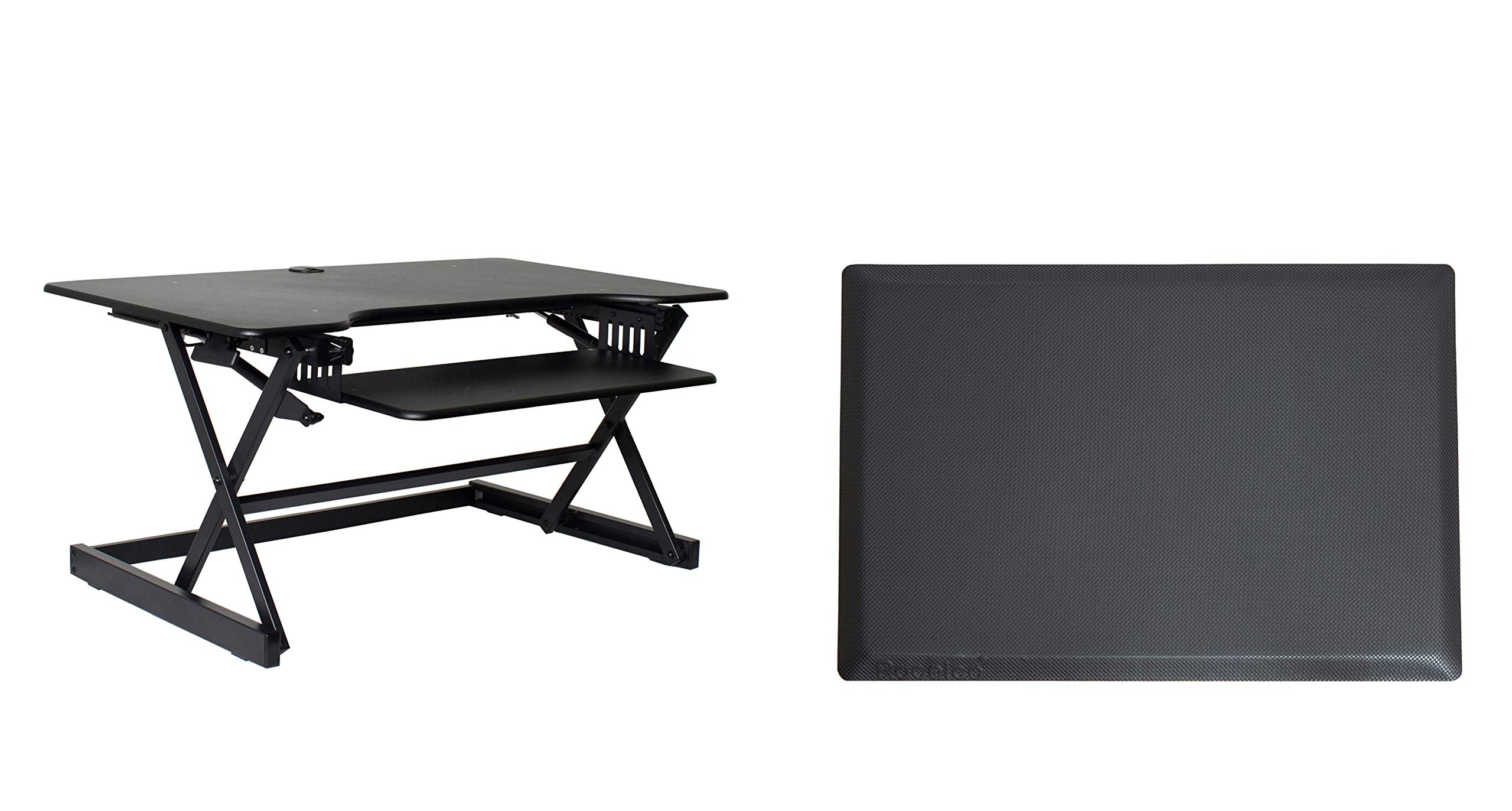 40インチ 大型 高さ調節可能 スタンディングデスクコンバーター 疲労防止マット付き クイックシット ス..