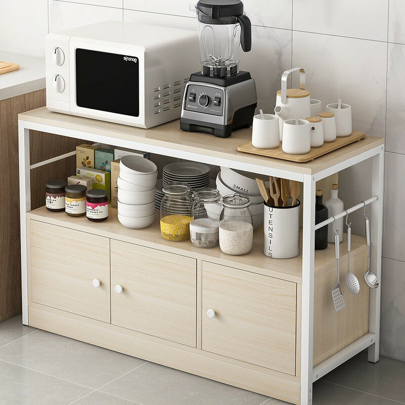 キッチンテーブル簡易貸家料理テーブル家庭用戸棚野菜切り台電子レンジ重層戸棚収納棚