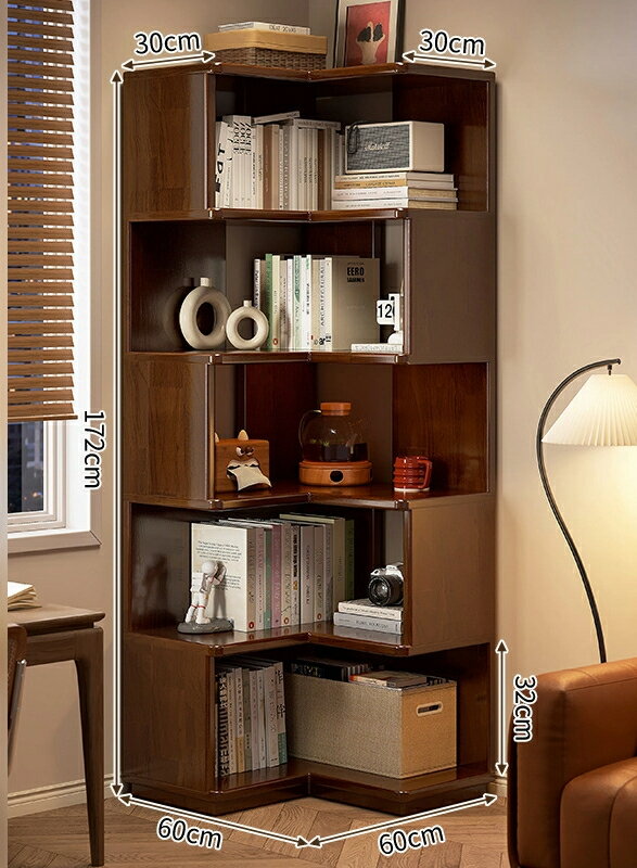 角棚応接間テレビの横収納棚無垢材の本棚展示棚壁角棚