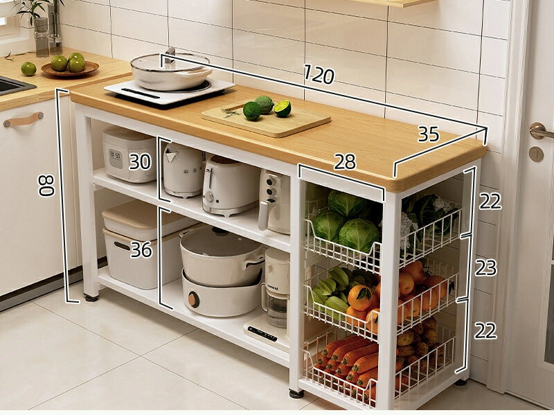 キッチンラック多機能かごかご野菜を切る作業台電子レンジ鍋収納棚サイドボード多段テーブル