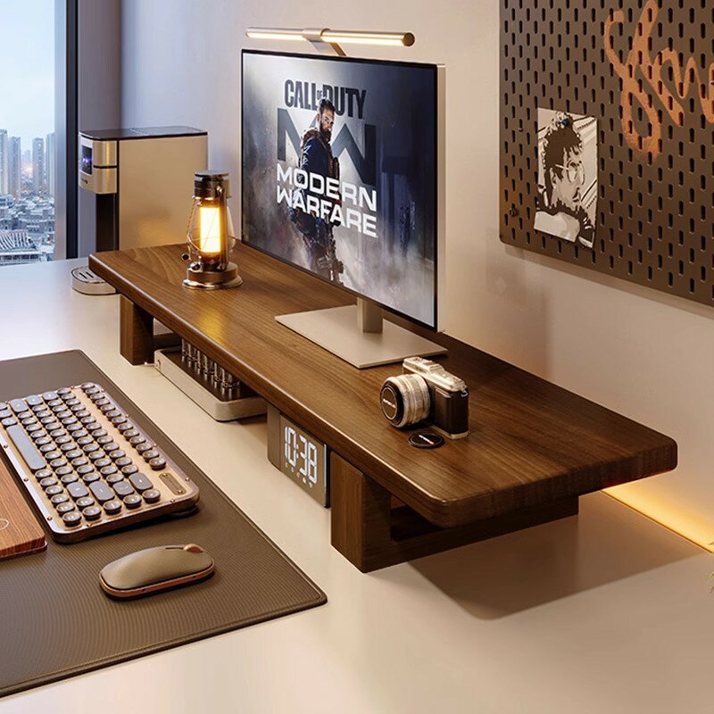 デスクトップパソコンモニター背高棚ゴム木テーブル上棚パソコンデスク収納スクリーン下敷き高架無垢材