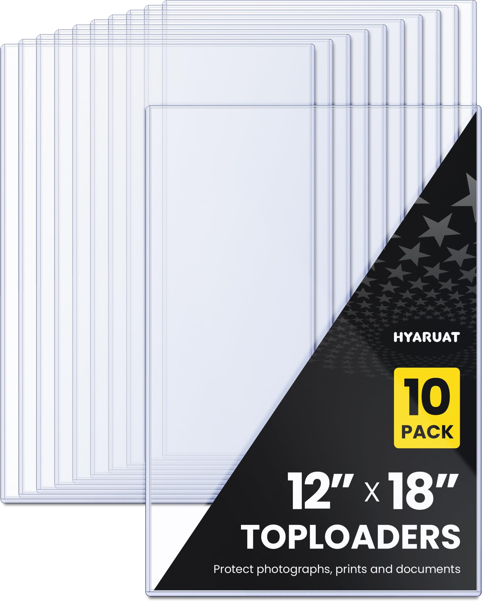 (ヒアルアット) 12×18インチ トップローダー - 透明半硬質ポリ塩化ビニルシートプロテクター 硬質プラスチックスリーブ リトグラフ ポスター プリント用 (10枚パック)