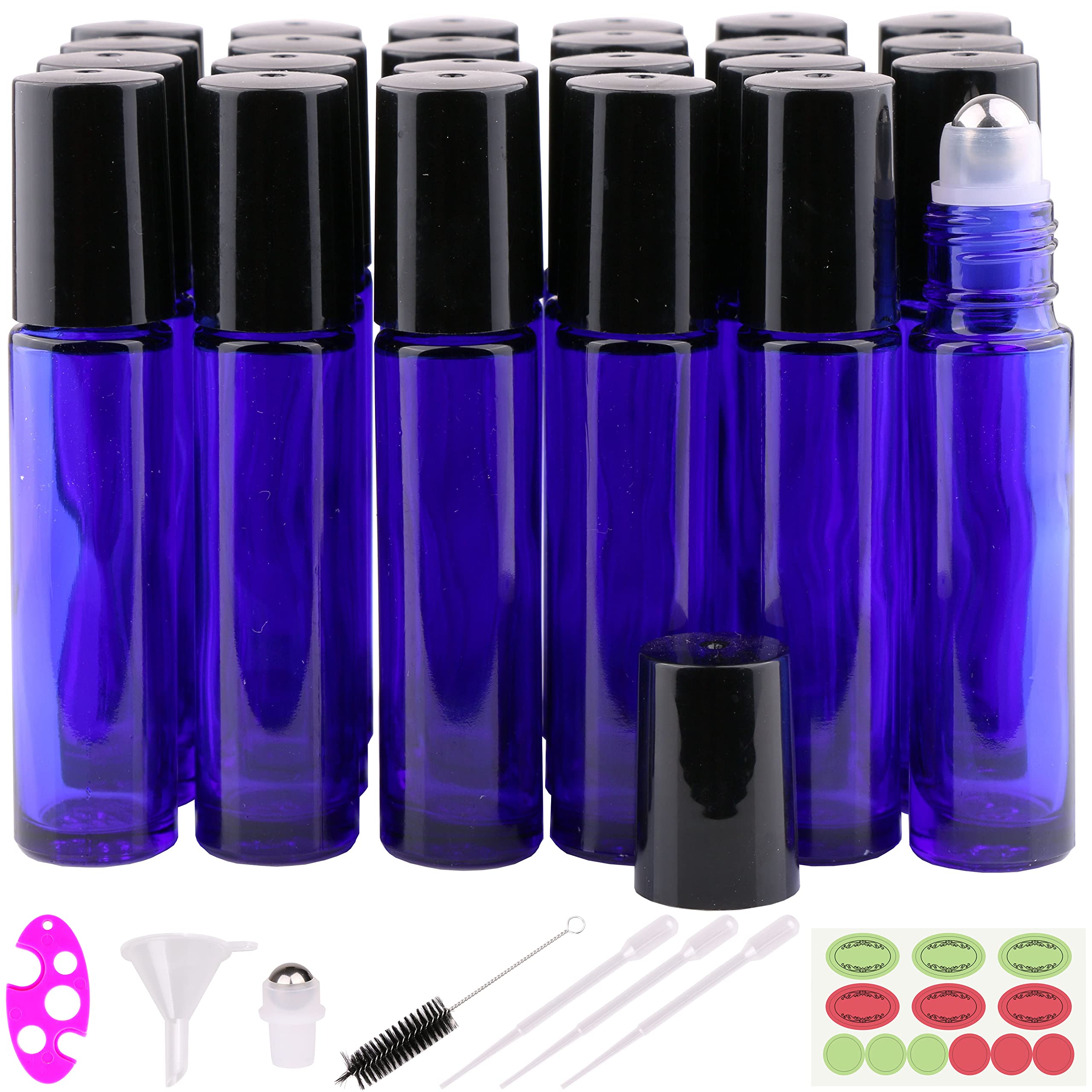 ΤФ㤨inice Roller Bottles for Oils, 24 Count Roll On Ball Bottles for Essential Oils Cobalt Blue Glass 10ml with Big Stainless Steel Roller BallsפβǤʤ17,144ߤˤʤޤ