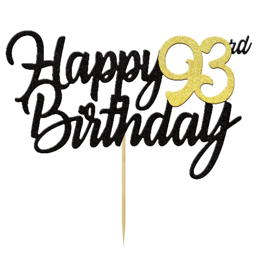 Happy 93rd Birthday ケーキトッパー グリッター 93周年 ケーキトッパー 93歳 大好きな誕生日デコレー..