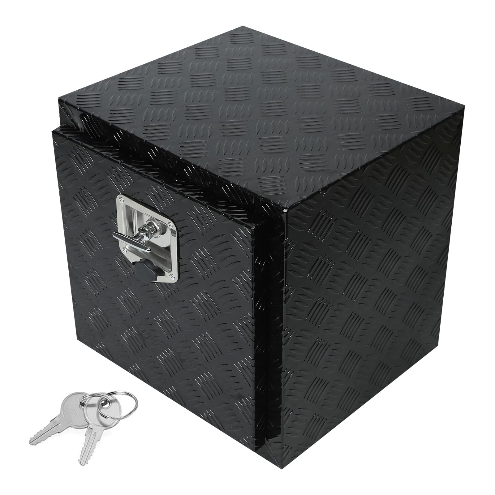 楽天いいものばかり18インチ x 17インチ x 17.75インチ ブラック アルミニウム 5バー トレッドツールボックス トラック 車 アウトドア トレーラー ピックアップ ボディ下ツールボックス RVストレージオーガナイザー ベッド下ツールオーガナイザー ロックラッチ付き キー付き