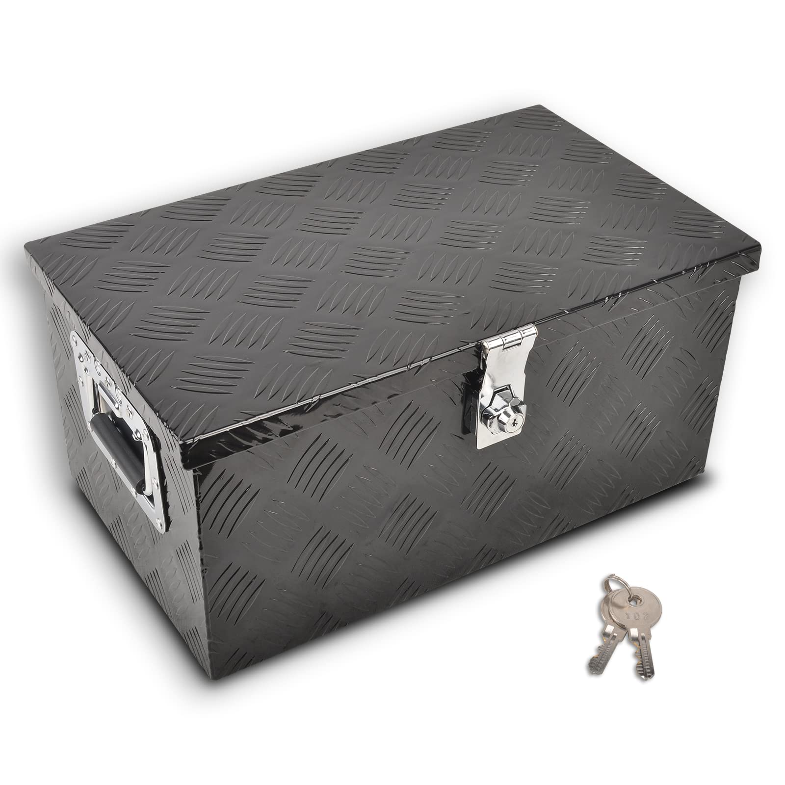 楽天いいものばかり20インチ ブラック アルミニウム ツールボックス 5バー トレッド ツールボックス フラットボックス トラック 車 アウトドア トレーラー ピックアップ アンダーボディ RV ATV ストレージ ベッド下ツール オーガナイザー ロックサイドハンドルとキー付き