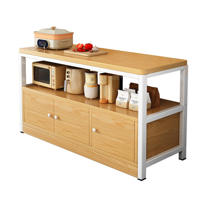 キッチン多機能棚戸棚床に野菜を切るテーブル作業台多段式電子レンジ収納棚