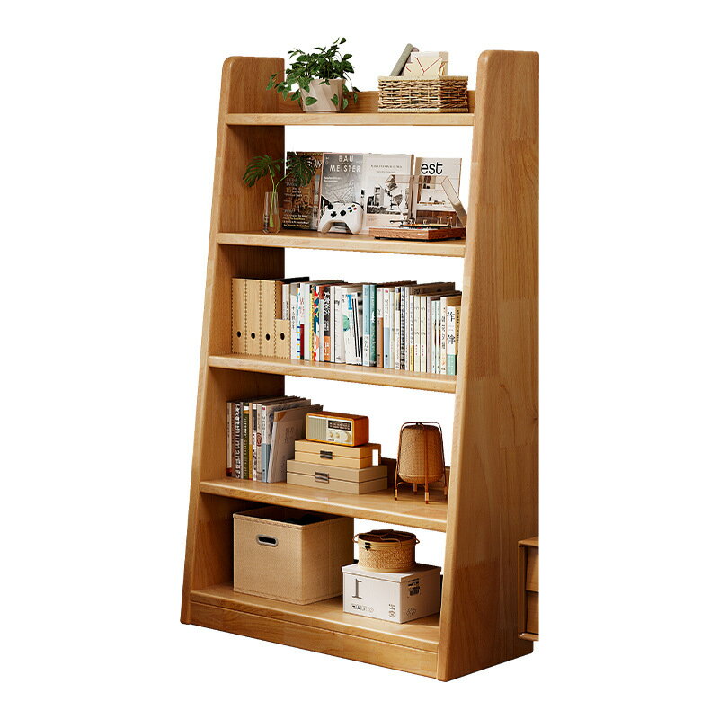 無垢材の本棚床置きラック家庭用リビングディスプレイラック部屋の改造台形収納収納簡易本棚