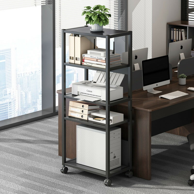 移動式オフィス床置きプリンタ棚多層収納書棚ホイール付き小型パソコン本体キャリッジ