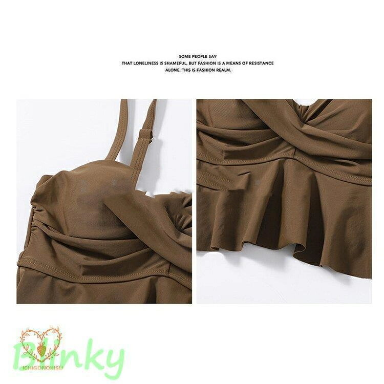 ビキニ水着レディース 夏 ビキニ2点セット水着 体型カバー 韓国風 ハイウエスト 黒フレア水着 小胸バンドゥビキニ 水着 セパレート 40代 可愛い