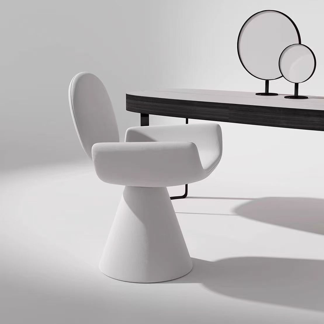 シンプルなメイクアップチェア、ネットで人気の主寝室用スタイリングチェア、回転式の軽量ラグジュアリ..