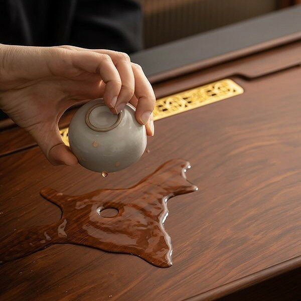 茶盤 茶器 トレー トレイ 茶台 お盆 [木製 ウッド 排水機能付き 長方形 シンプル ...