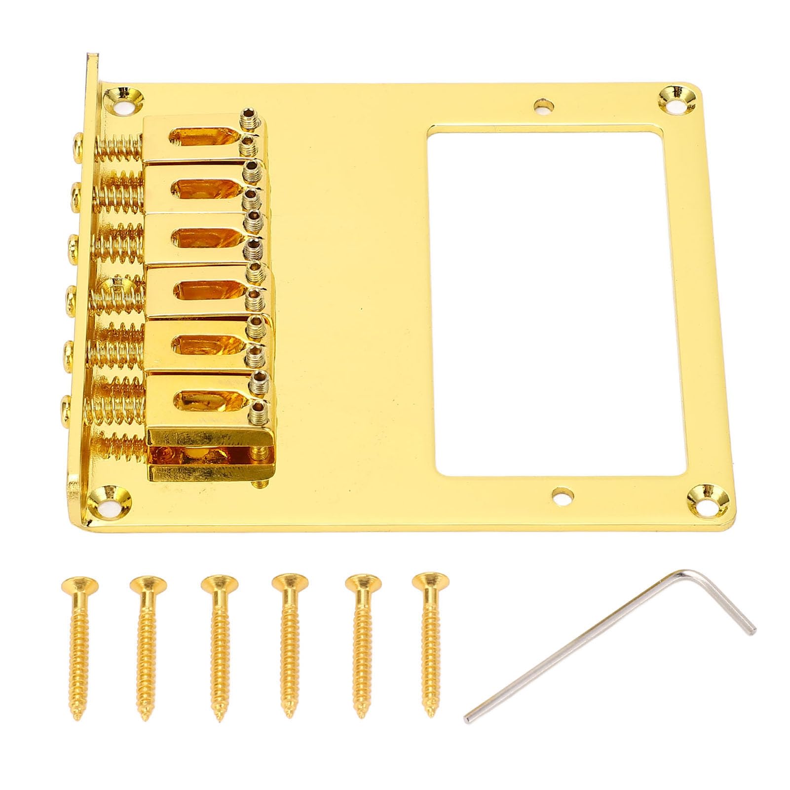 Electric Guitar Bridge Replacement Gold 6 Strings Saddle Humbucker Guitar Bridge with Dual Pickup Holes for Telecaster