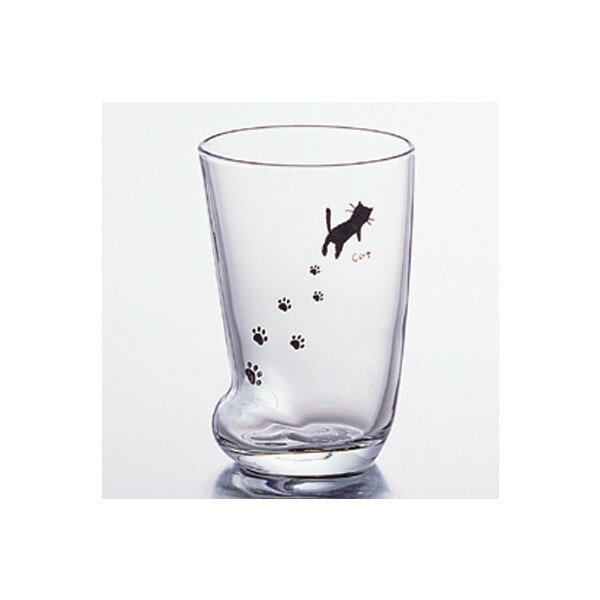 足跡グラス(M) ねこ アデリアグラス カップ コップ ガラス製