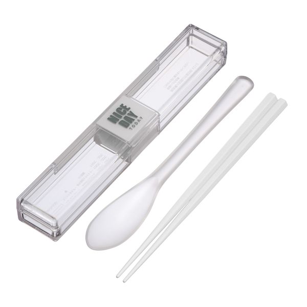 とっても強いケース&スプーン18cm箸付 ホワイト 岩崎工業