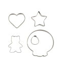 ラフィネ ステンレス製クッキー抜き型4個セット(ハート・スター・ベアー・スカル) パール金属 【D-6154】
