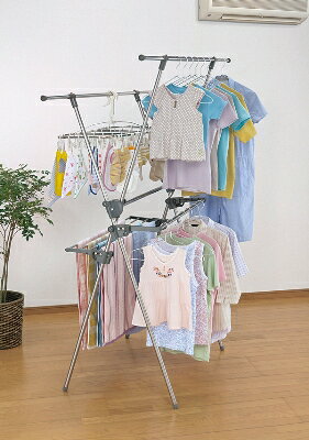 【送料無料】セキスイ ステンレス2段式 伸縮ものほしスタンド (※上部バー両側とも伸縮式)【STM-1002】