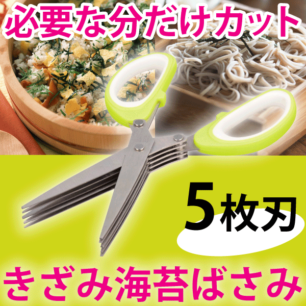 そーめんやおそばのお供に！きれいなきざみのりがラクラクカットできる5倍刃ばさみ きざみ海苔はさみ 5枚刃 3.5mmカット パール金属 【HB-0655】