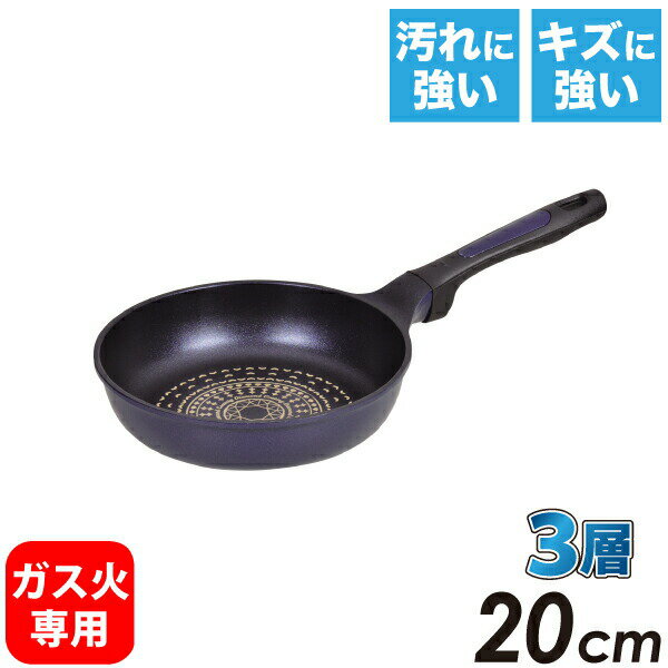 送料無料 キャスト製なのに驚きの軽さ！ 3層 ブルーダイヤモンドコート キャスト製 ガス火専用 超軽量 フライパン 20cm パール金属 【HB-2016】【CP】