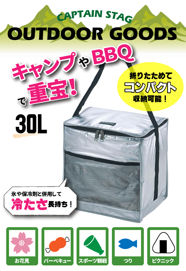デリス シルバーソフトクーラーバッグ 30Lサイズ CAPTAIN STAG パール金属 【RCP】【UE-501】通販格安セール情報 楽天 通販