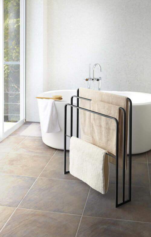 【ポイント5倍】【送料無料】山崎実業 横から掛けられるバスタオルハンガー 3連 タワー ブラック tower..