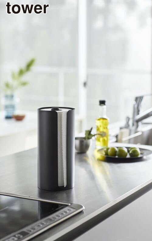 【ポイント5倍】【送料無料】山崎実業 隠せるキッチンペーパーホルダー タワー ブラック tower YAMAZAK..