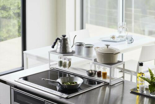 【送料無料】山崎実業 コンロ奥ラック プレート 排気口カバー付き 60cmコンロ用 ホワイト 排気口 台 コンロ カバー 収納 ラック PLATE YAMAZAKI 【5651】