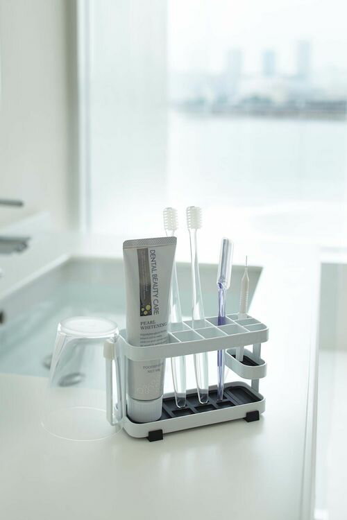 【ポイント5倍】山崎実業 トゥースブラシスタンド タワー ワイド ホワイト tower 歯ブラシ 歯磨き 洗面 洗面台 収納 スタンド YAMAZAKI 【RCP】【7848】