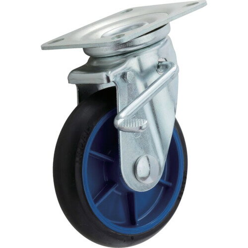 イノアック　低始動抵抗Wストッパー・旋回金具付Φ150黒　シャフトΦ20【LR150WJSBK20】 販売単位：1個(入り数：-)JAN[4905564411995](イノアック プレート式ゴム車) （株）イノアック車輪【05P03Dec16】