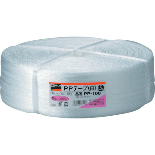 TRUSCO　PPテープ　幅100mmX長さ1000m　白【PP100】 販売単位：1巻(入り数：-)JAN[4989999234008](TRUS..