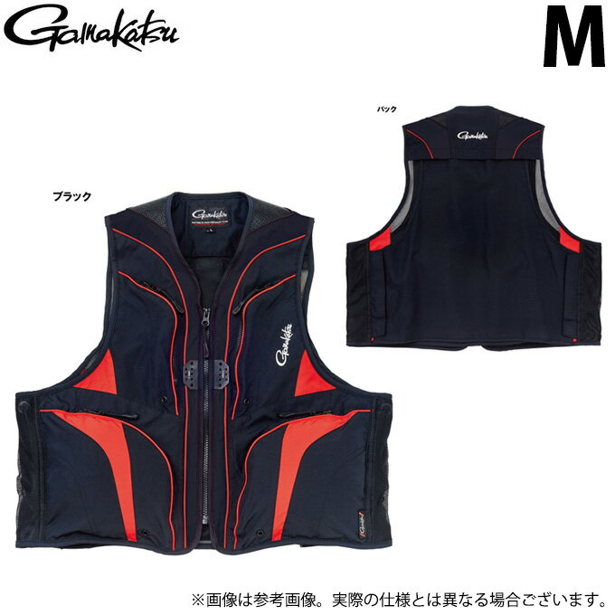 (c)【取り寄せ商品】 がまかつ GM2325 (ブラック／M) フィッシングベスト (フィッシングウェア・鮎用品／2022年春夏モデル)