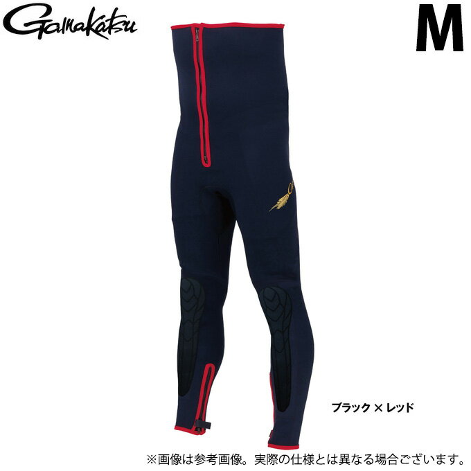(c)【取り寄せ商品】 がまかつ GM5821 (ブラック/レッド／M) 鮎タイツ(1.5mm厚) (タイツ・鮎用品／2022年春夏モデル)