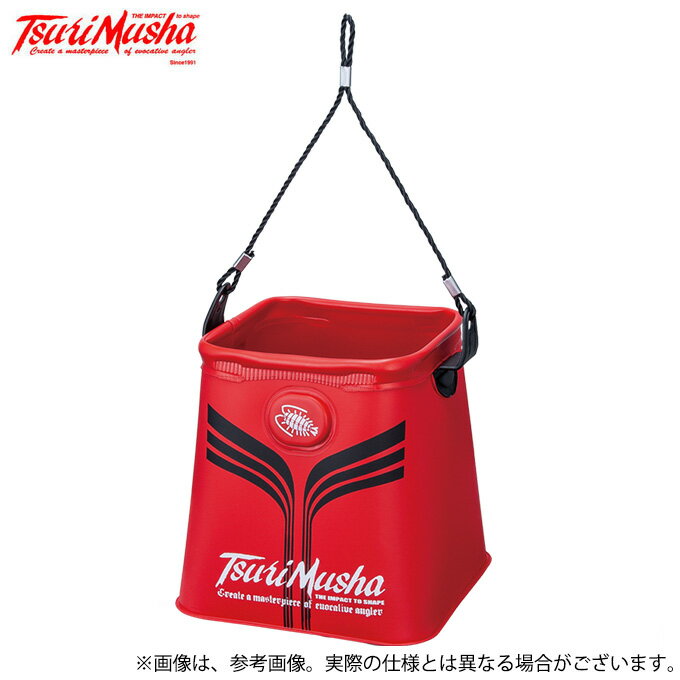 (c)【取り寄せ商品】 釣武者 TsuriMusha 水汲みバケツ (レッド／L) (スライドストッパー付) (釣用品・バケツ) 【Σ01】