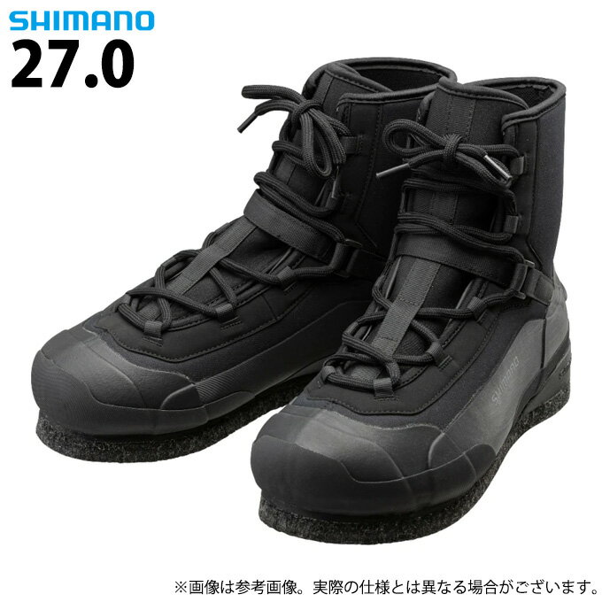 (5) シマノ FS-010V (27.0／ブラック) ロックショア ウェットブーツ カットラバーピンフェルト (靴・ブ..