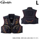 (c)【取り寄せ商品】 がまかつ GM2328 (L/ブラック) ショートハーフメッシュベスト (フィッシングウェア・鮎用品/2023年春夏モデル)